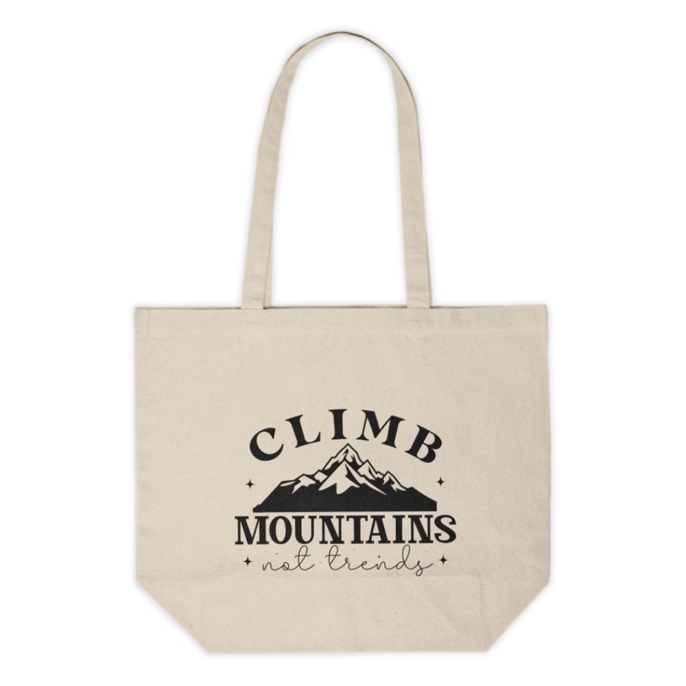 Climb Mountains Not Trends Custom Canvas Tote Bag